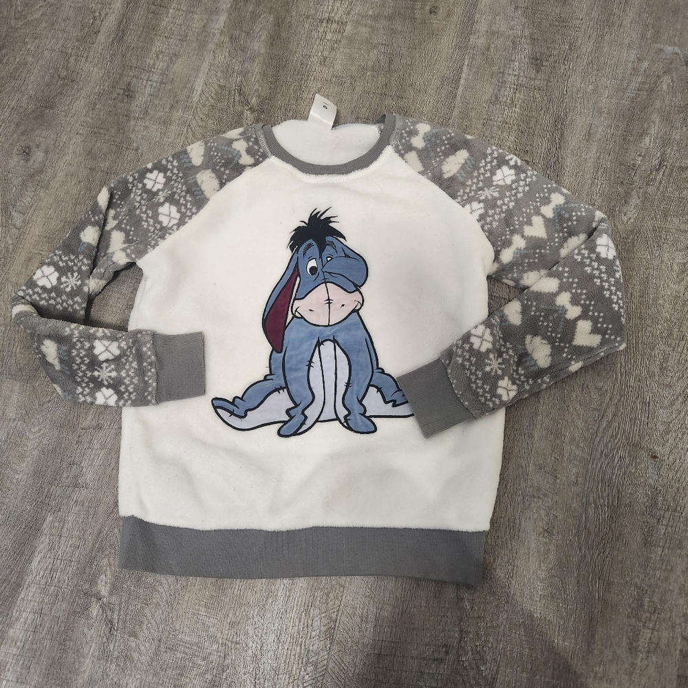 Disney Eeyore Fuzzy Long Sleeve Sweatshirt Size Small